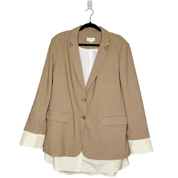 Anthropolgie Maeve The Bennet Twofer Blazer Women's Tan Size Large - Picture 2 of 5